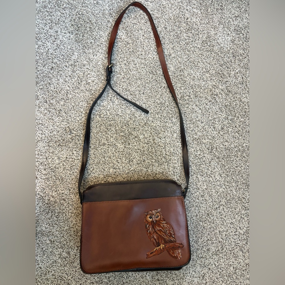 Patricia Nash Nazaire Owl Embroidery Crossbody Bag
